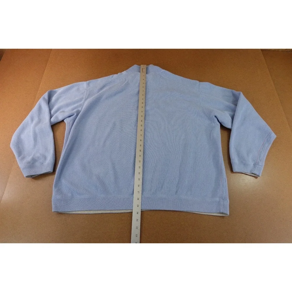 Tommy‎ Bahama Mens Size XXL Blue Cotton 1/4 Zip Pullover Sweater
